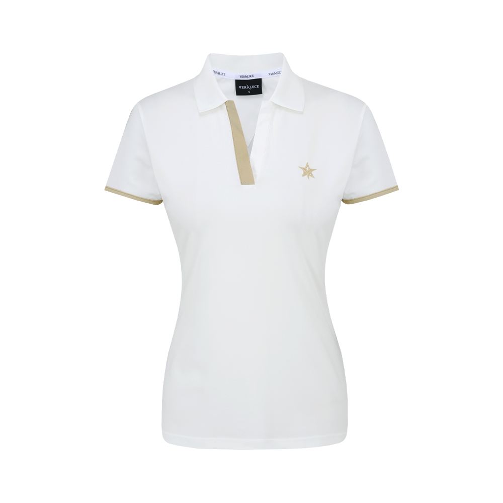 VERALUCE Golf Aster Open Two Tone Short-Sleeved Shirt White
