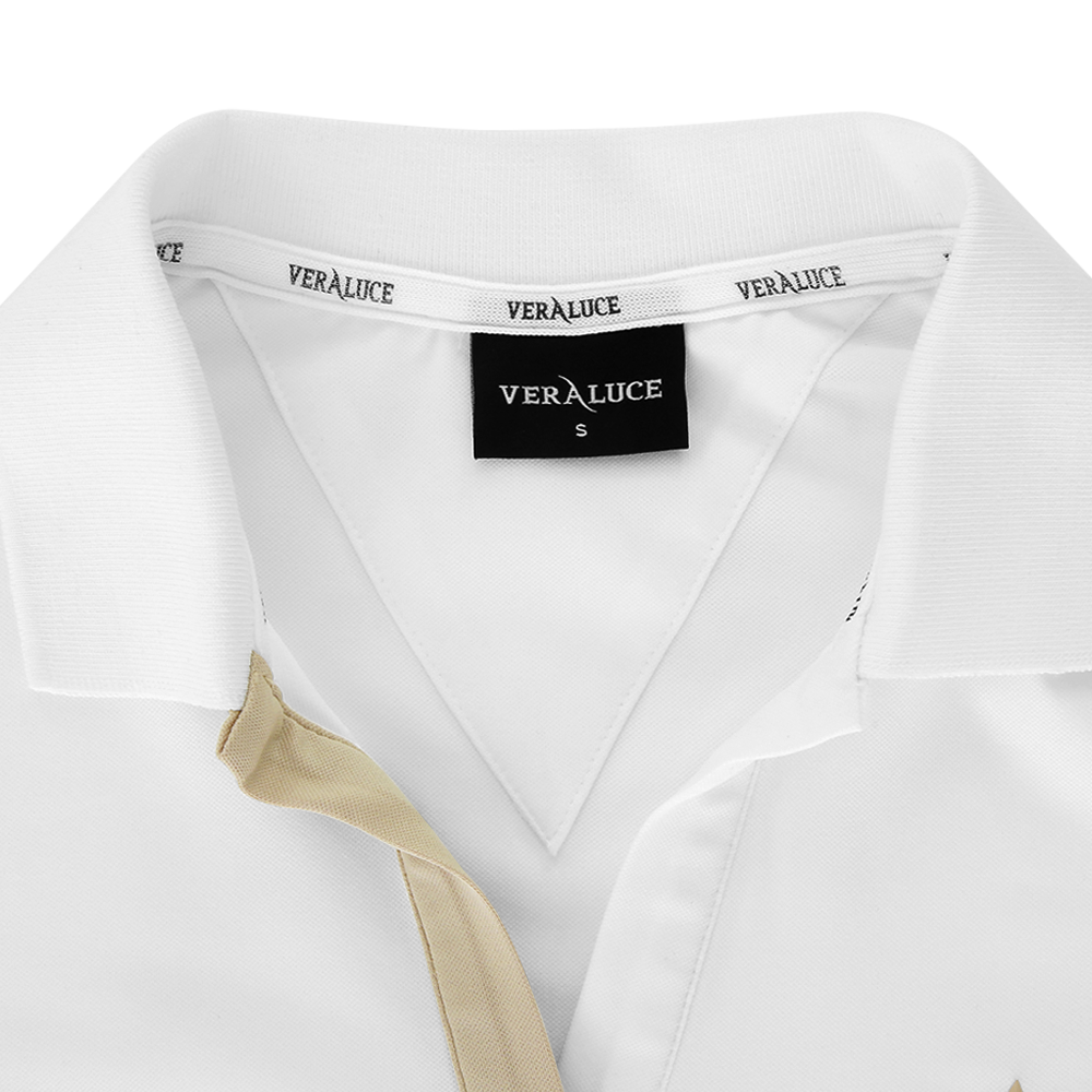 VERALUCE Golf Aster Open Two Tone Short-Sleeved Shirt White