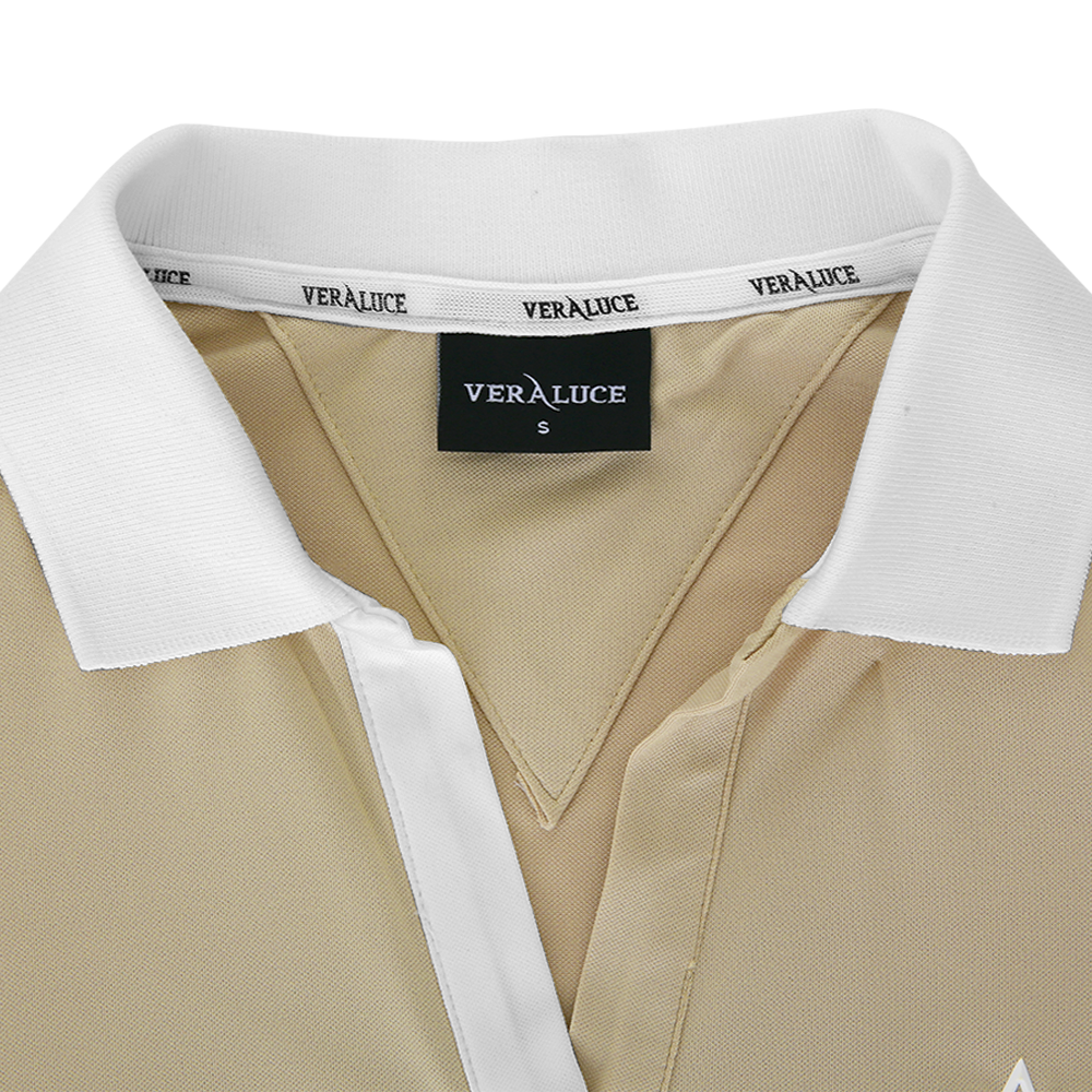 VERALUCE Golf Aster Open Two Tone Short-Sleeved Shirt Beige
