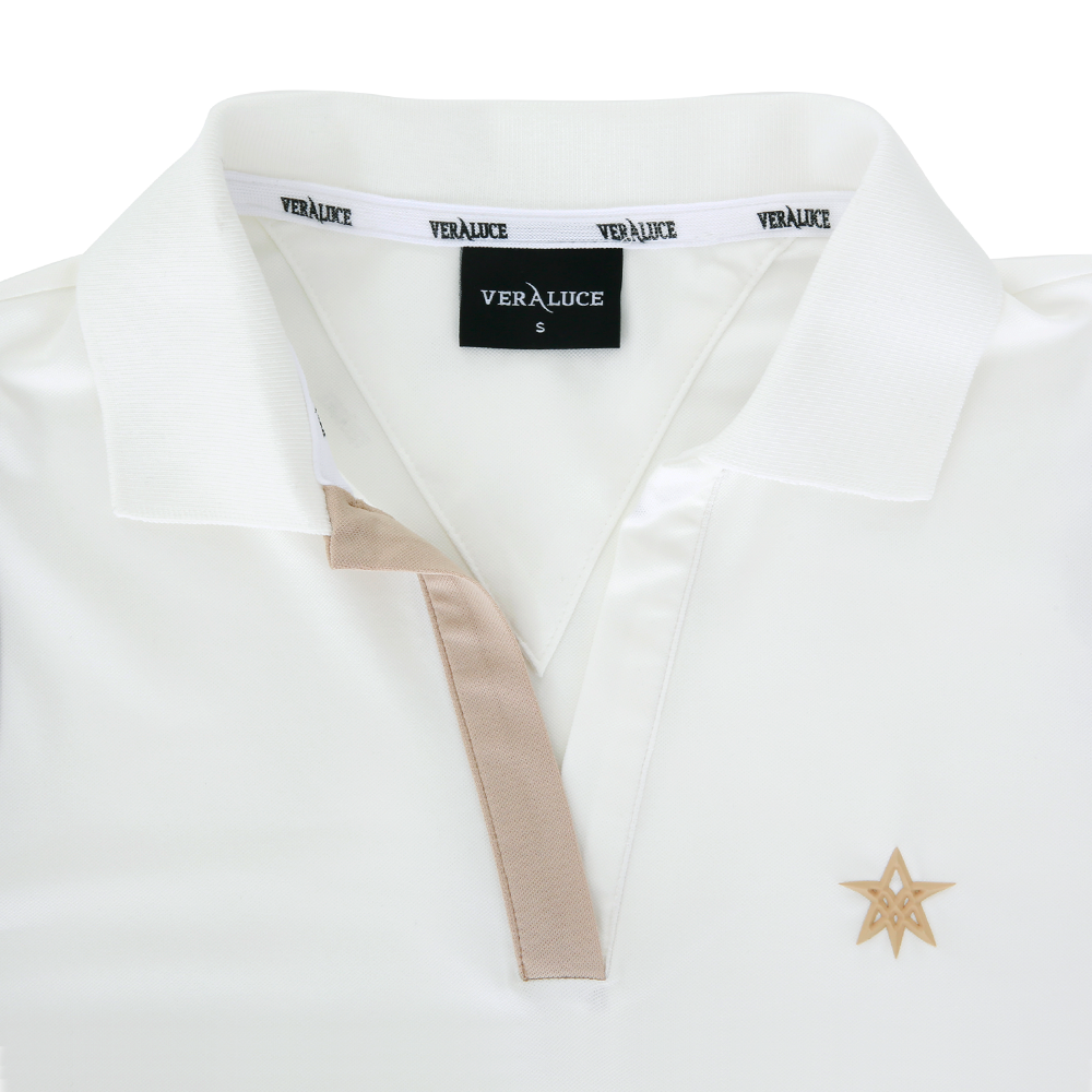 VERALUCE Golf Vivian Open Two Tone Sleeveless Shirt White