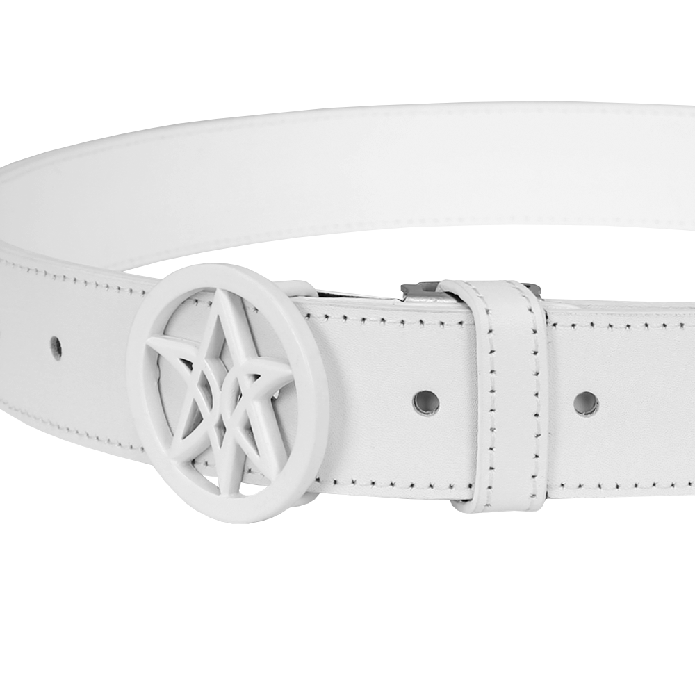 VERALUCE Golf Haeace Leather Belt White
