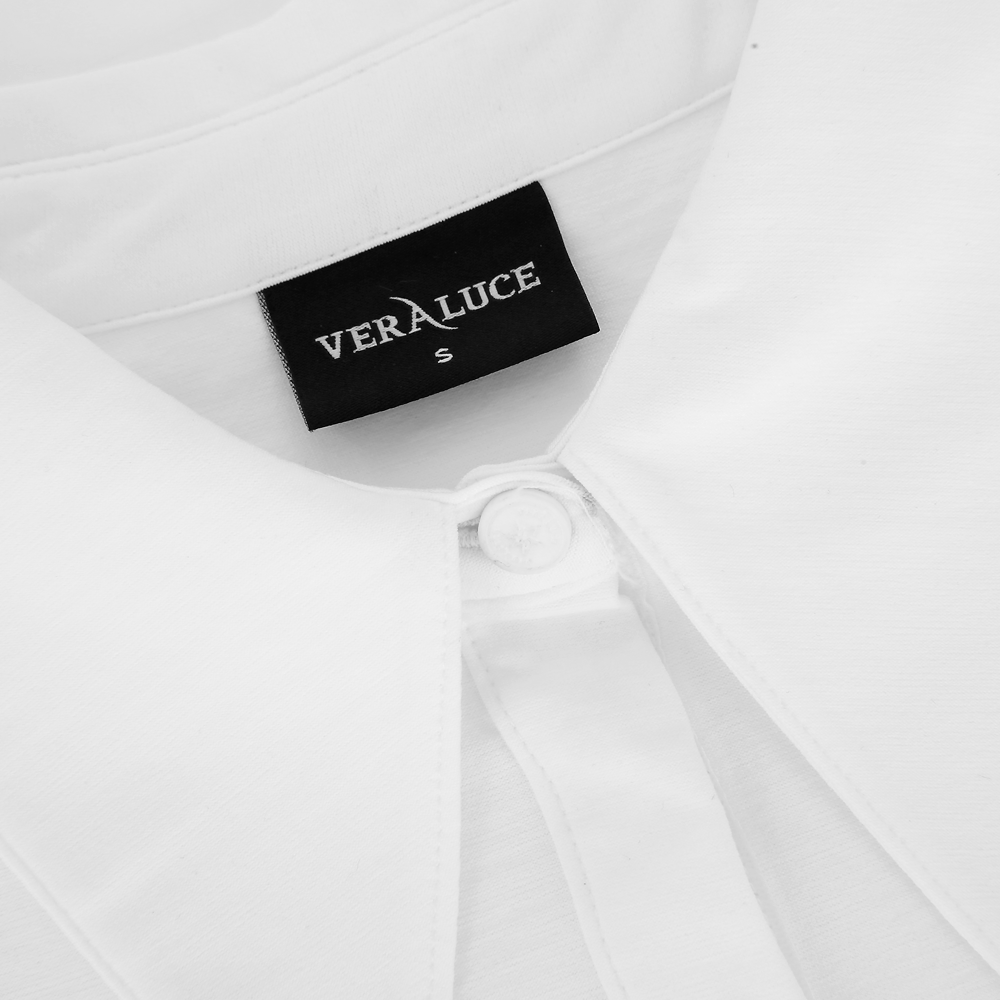 VERALUCE Golf Vivian Solid Big Collar Sleeveless Shirt White