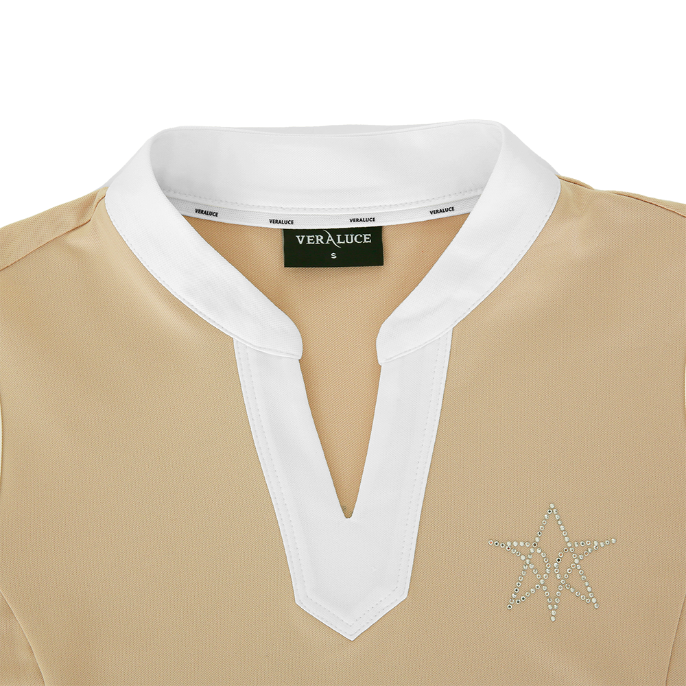 VERALUCE Golf Vivian V-neck Sleeveless Shirt Beige