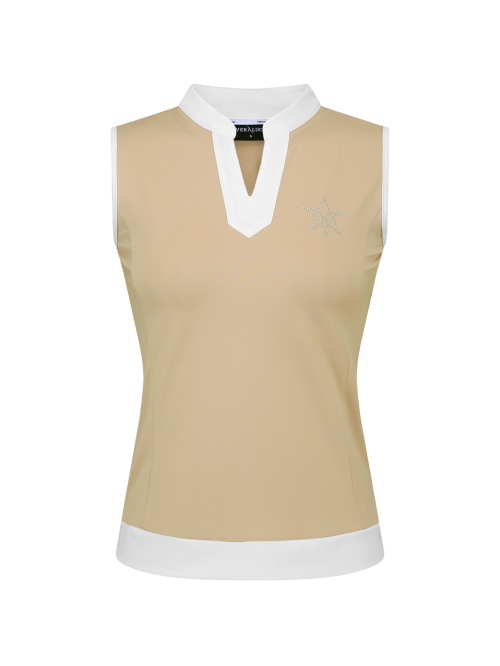 VERALUCE Golf Vivian V-neck Sleeveless Shirt Beige