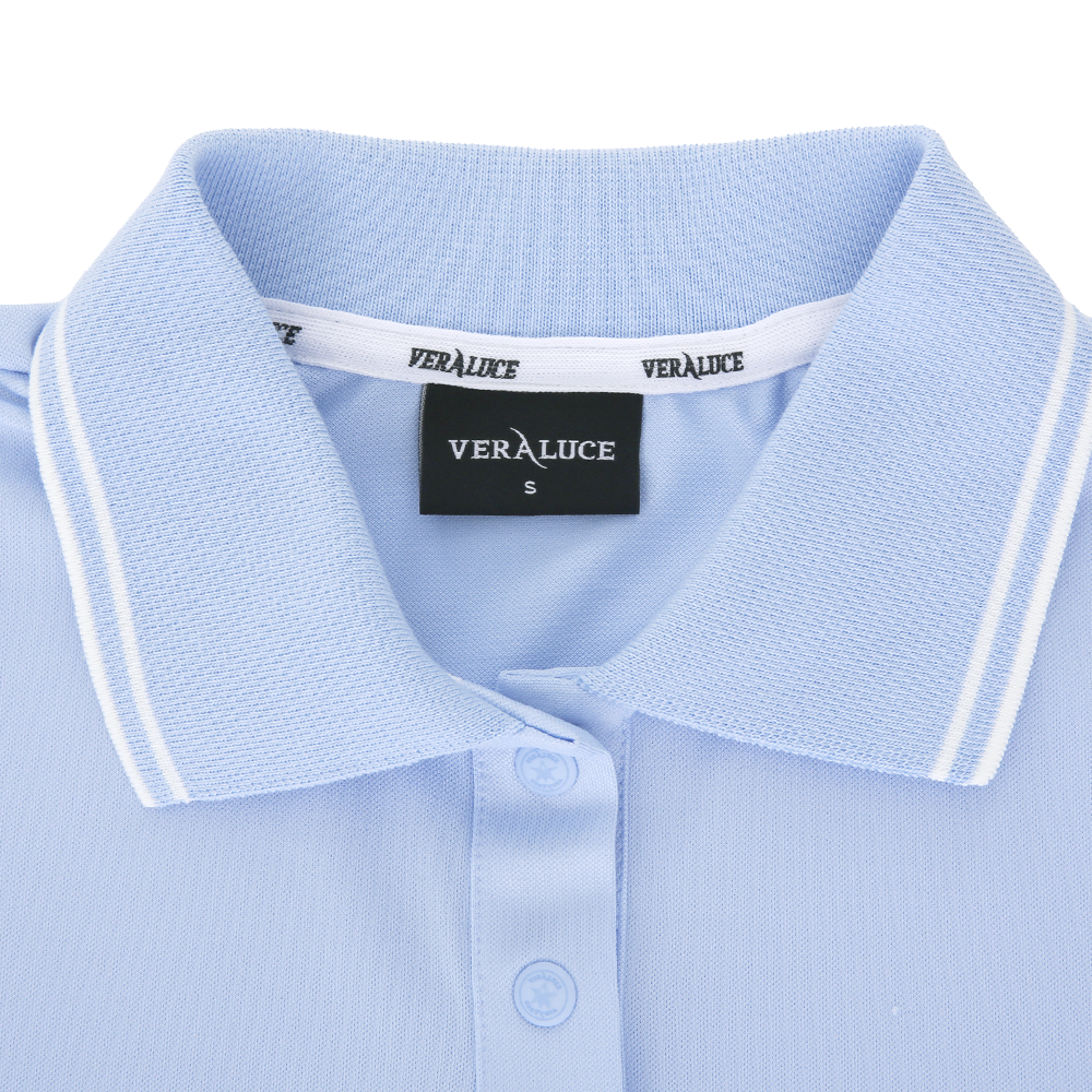 VERALUCE Golf Vivian Simple Collar Sleeveless Shirt Sky blue